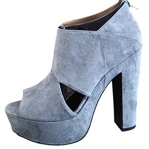 ALDO DEGIOZ Women Gray‎ Suede Peep Toe Platform Block Heels